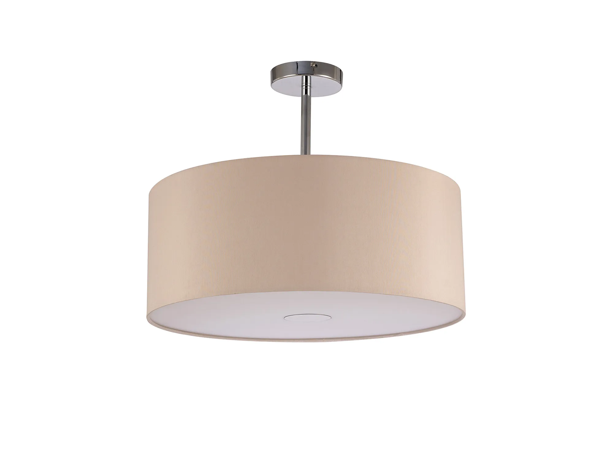 Baymont 50cm Semi Flush 1 Light Polished Chrome, Nude Beige/Moonlight, Frosted Diffuser DK0104  Deco Baymont CH NU